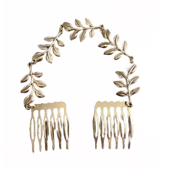 Accessories - Gold plated metal hairpiece with leaves